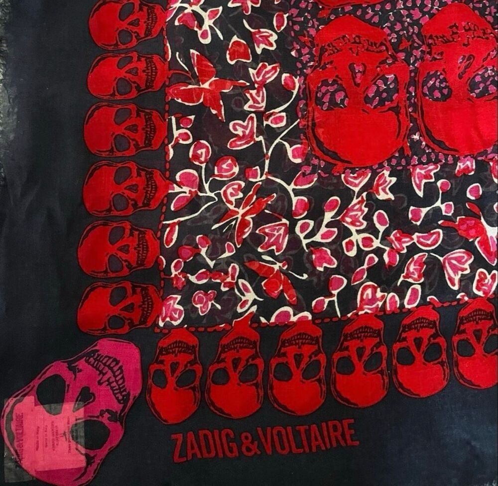 Zadig & Voltaire Kerry Garden Red & Pink Skull Scarf